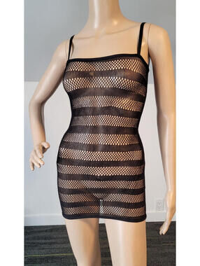 Sexy-Black-Women-fishnet -Party-Dress-Babydoll--clubwear W-10